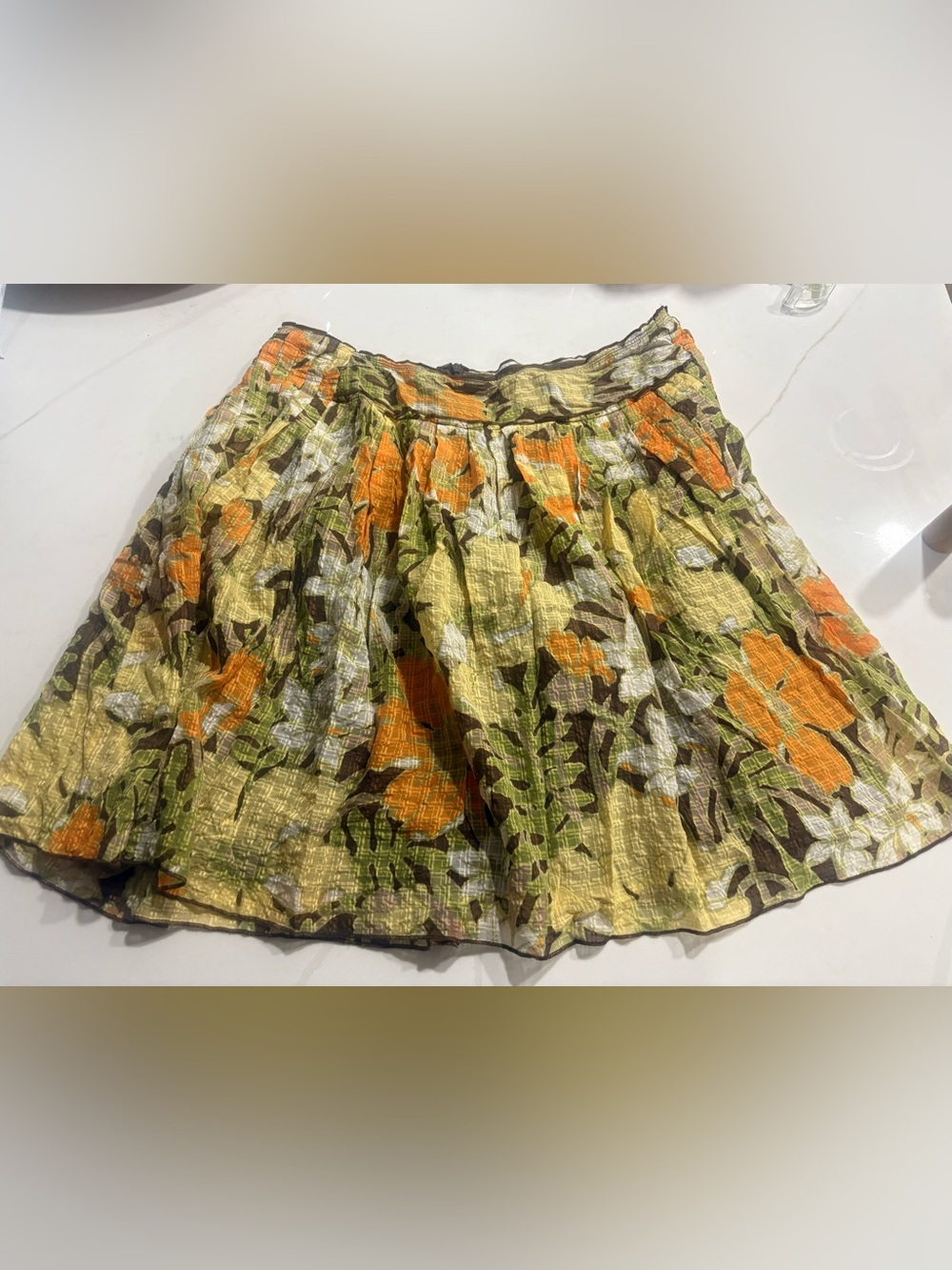 Tommy Bahama Yellow and Orange Floral Circle Skirt
